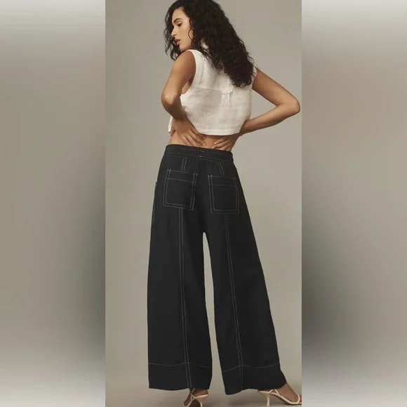 Anthropologie Maeve La Ponche Pull-On Wide-Leg Pants - Picture 3 of 10
